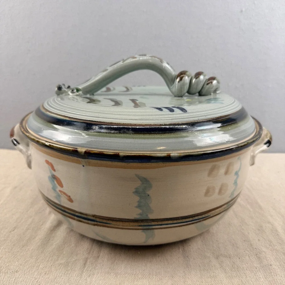 Bill Brigham Cowtown Pottery Rattlesnake Casserole Dish Studio Stoneware Texas